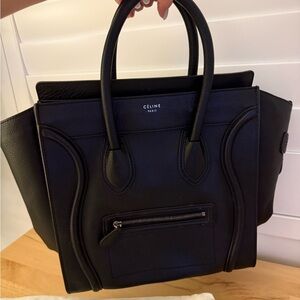 Celine Black Leather Mini Luggage Bag